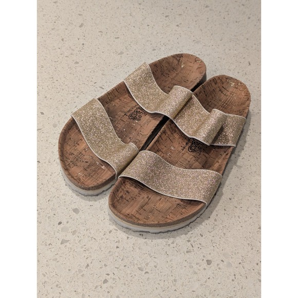Birkenstock Shoes - Birkenstock Womens‎ Size 38 EU 8 US Gold Birkis Curacao Stretch Comfort Sandals